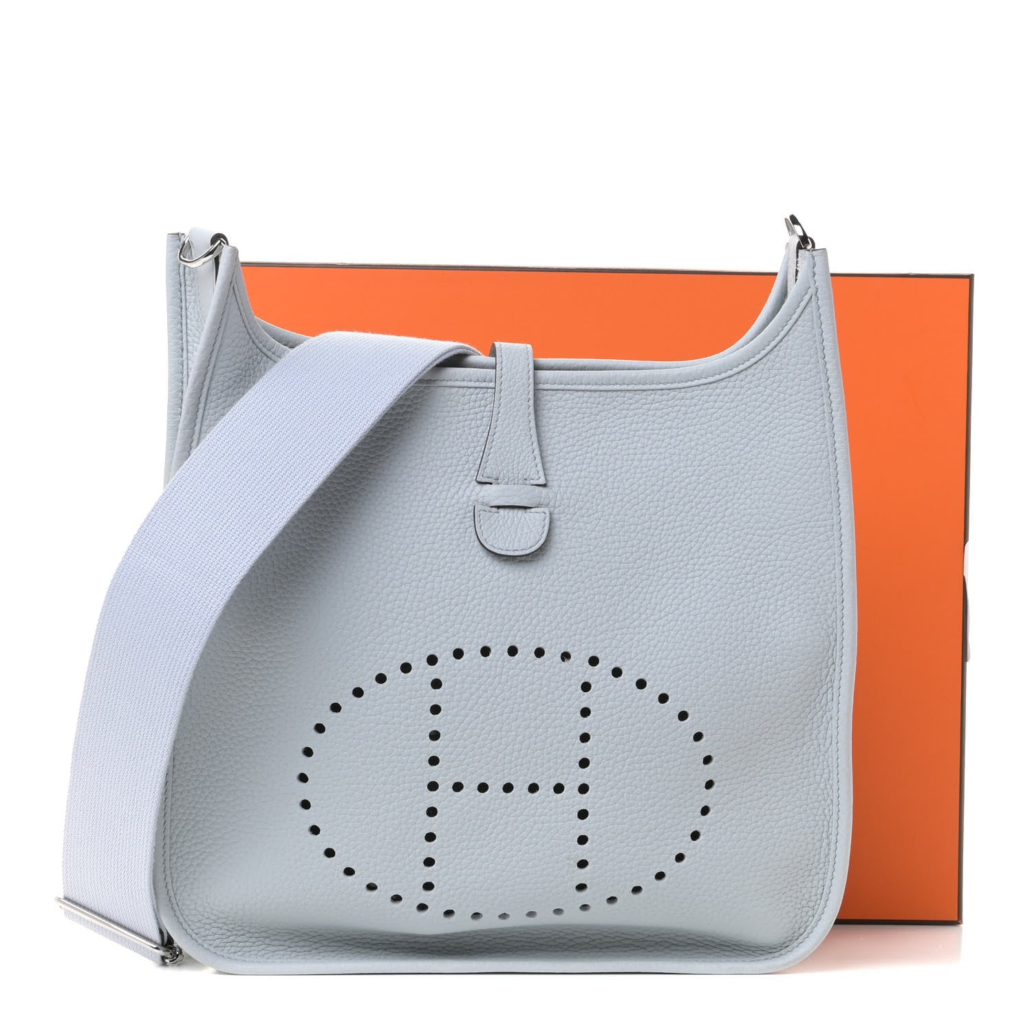 Hermes Taurillon Clemence Evelyne III PM Bleu Pale 11 of 11
