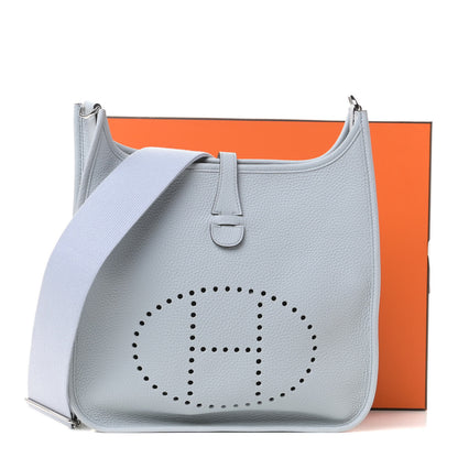 Hermes Taurillon Clemence Evelyne III PM Bleu Pale 11 of 11