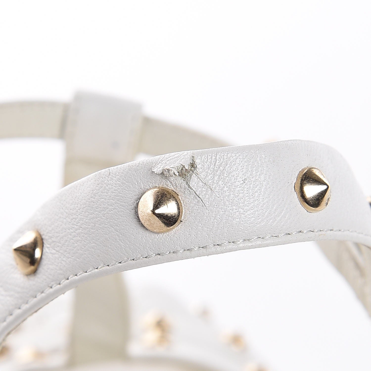 Gucci Calfskin Studded Jacquelyne T-Strap Sandals White 12 of 12