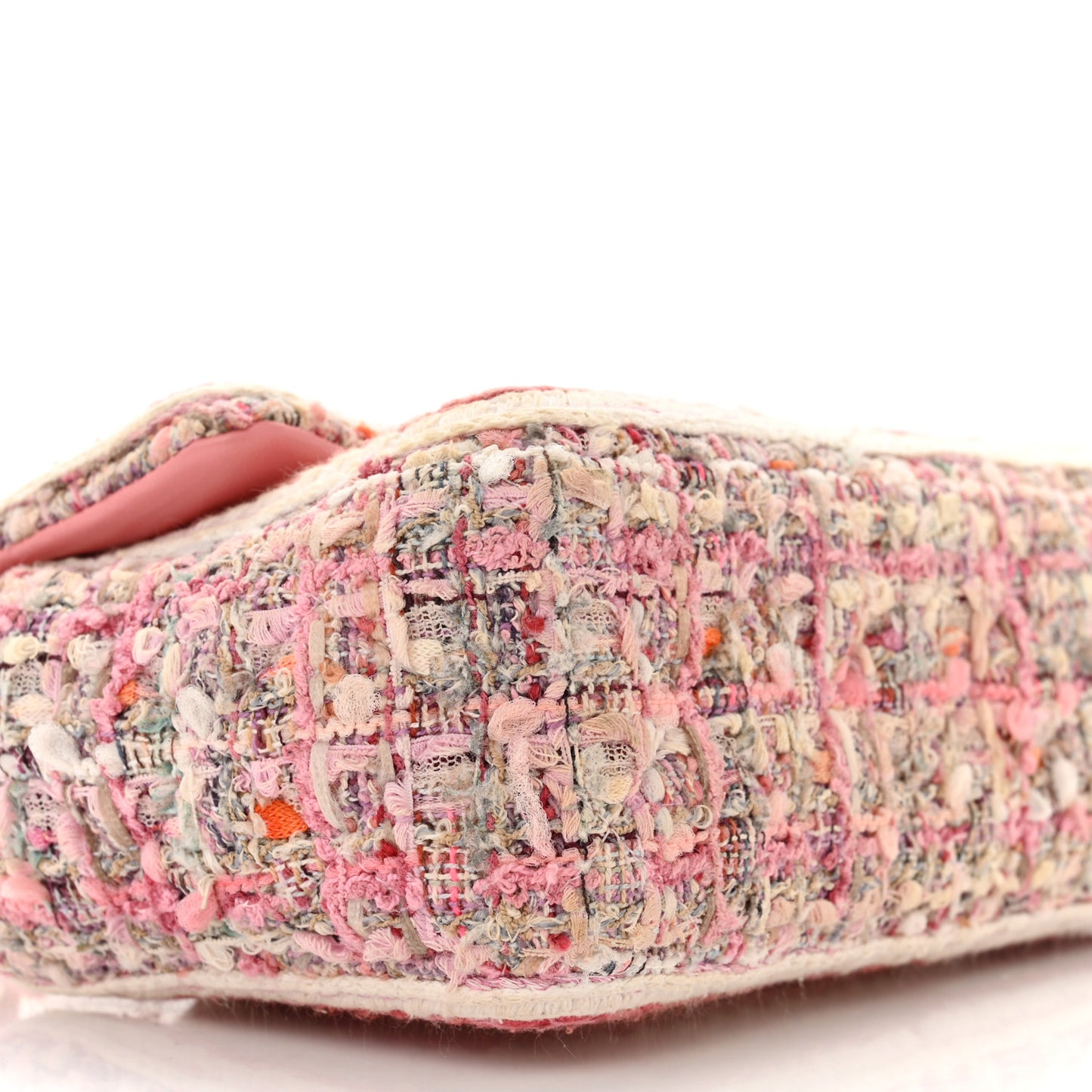 Tweed Braid Mini Flap White Pink
