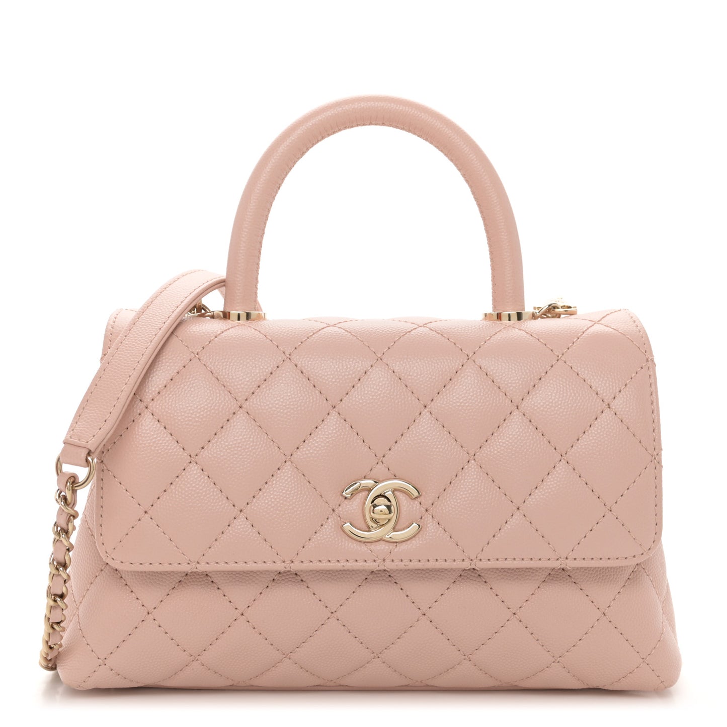 Caviar Quilted Mini Coco Handle Flap Light Pink