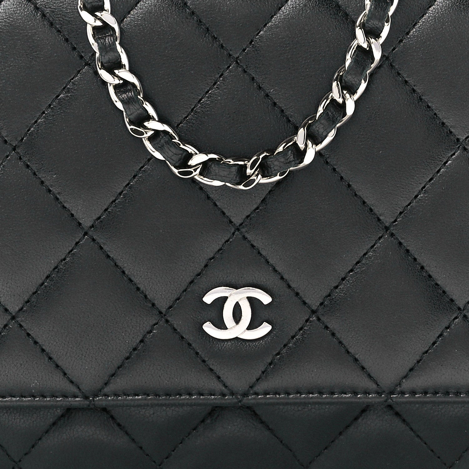 Chanel Lambskin Quilted Wallet On Chain WOC Black 9 of 12