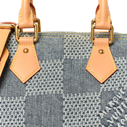 Louis Vuitton Damier Denim 3D Speedy Bandouliere 25 Bleu 8 of 12