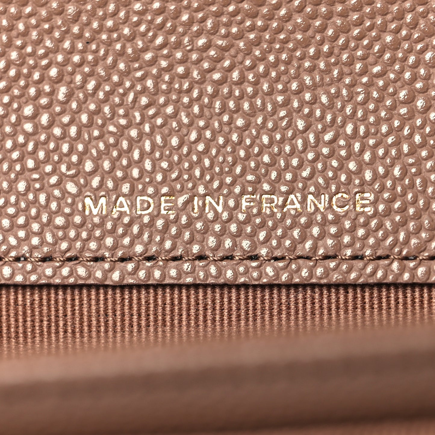 Caviar Quilted Flap Card Holder Wallet Light Brown