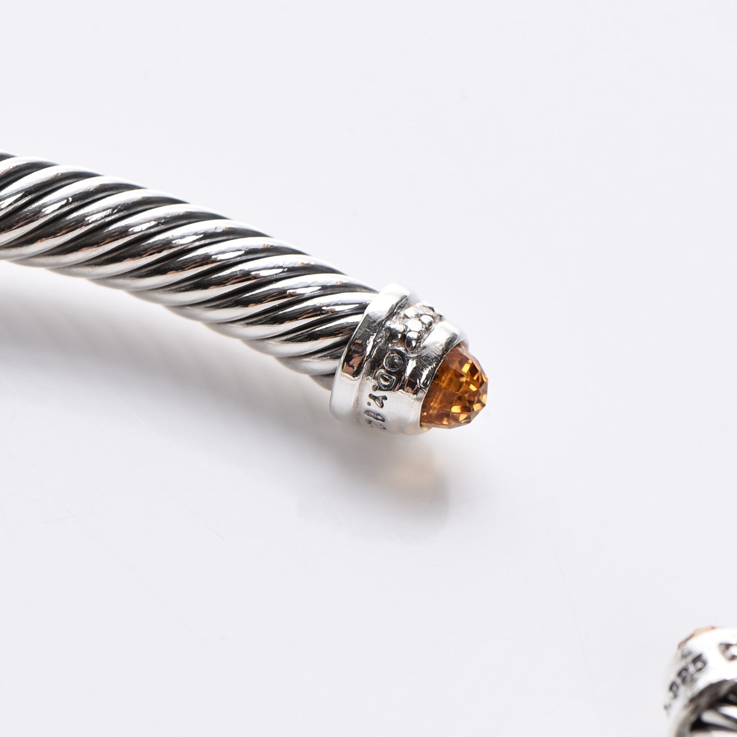 Sterling Silver Diamond Citrine 5mm Cable Classics Bracelet