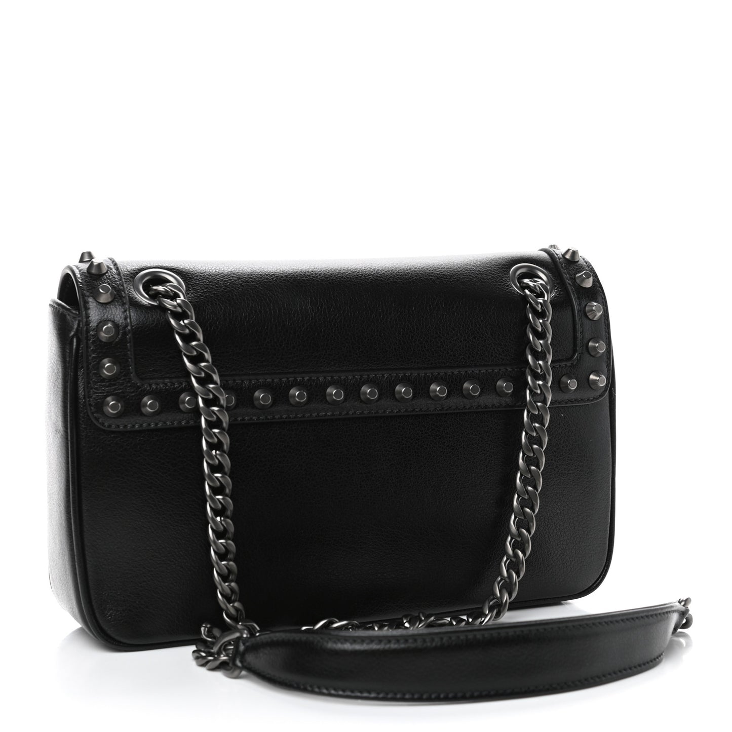 Glace Calfskin Studded Crossbody Black
