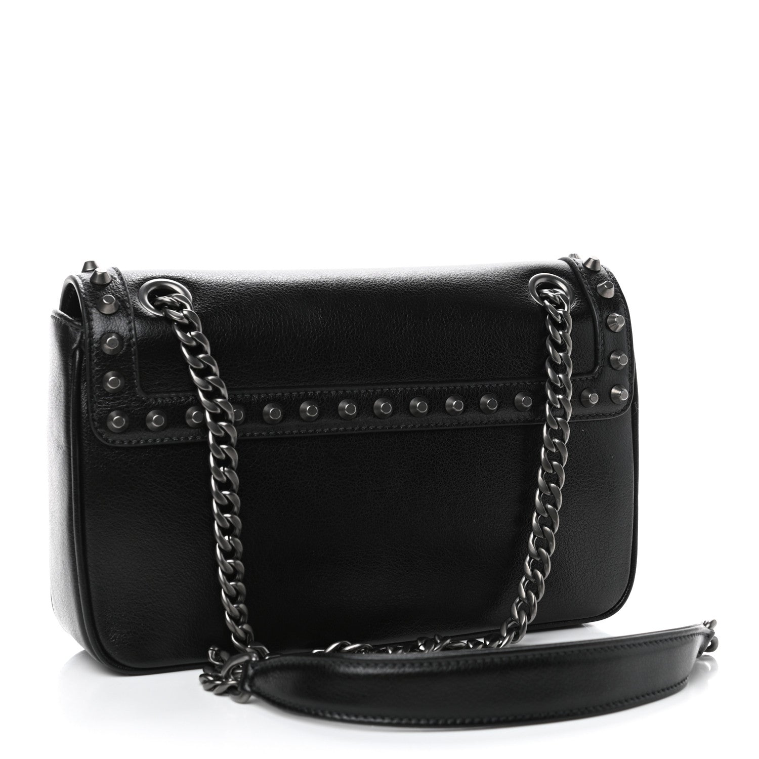 Prada Glace Calfskin Studded Crossbody Black 2 of 4