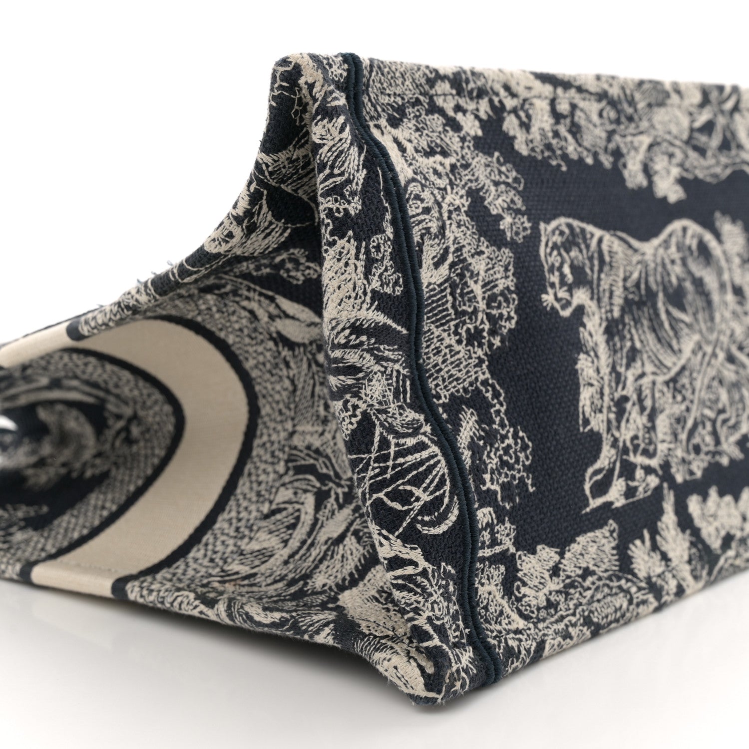 Christian Dior Canvas Embroidered Medium Toile De Jouy Reverse Book Tote Blue 9 of 12
