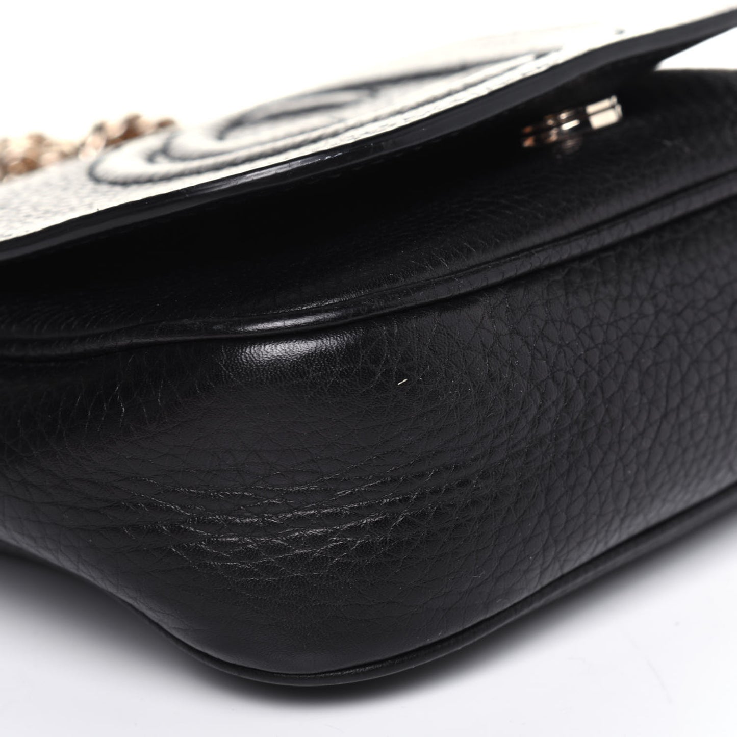 Pebbled Calfskin Small Soho Flap Crossbody Black