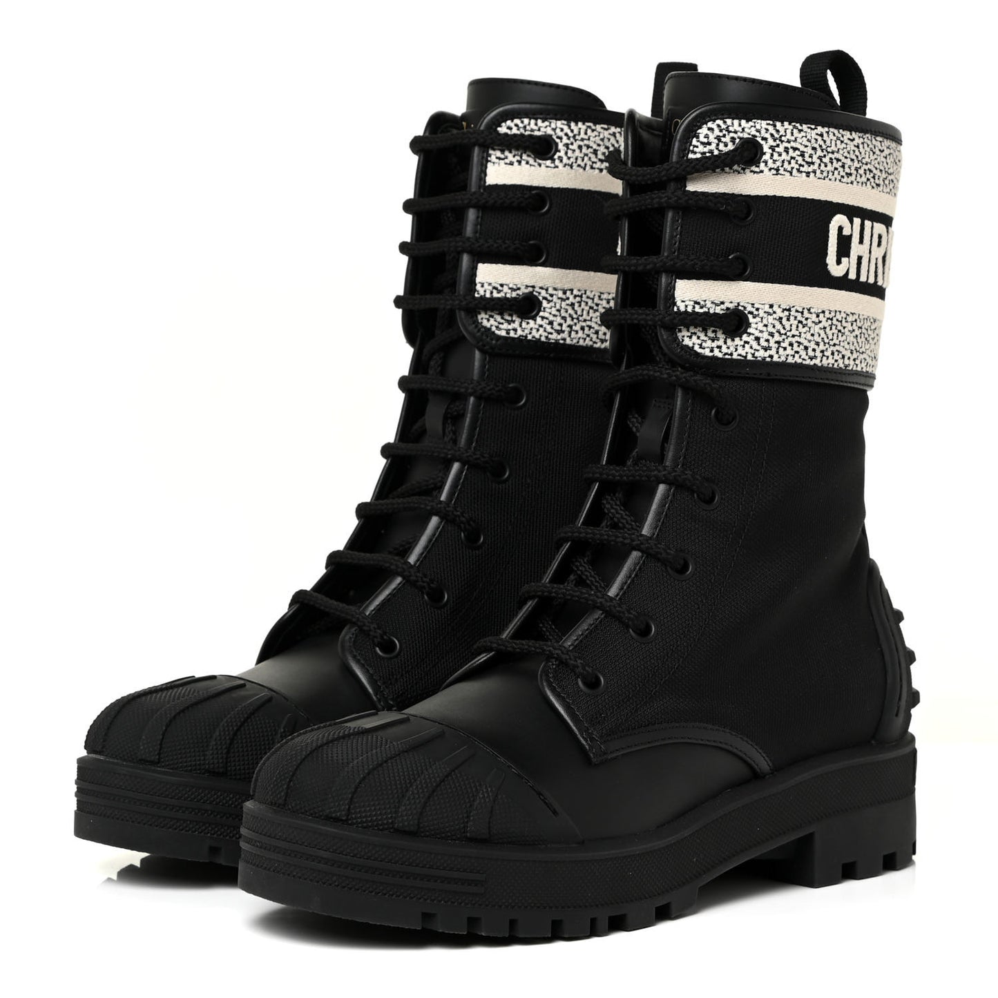 Calfskin Technical Fabric D-Major Ankle Boots 37 Black White