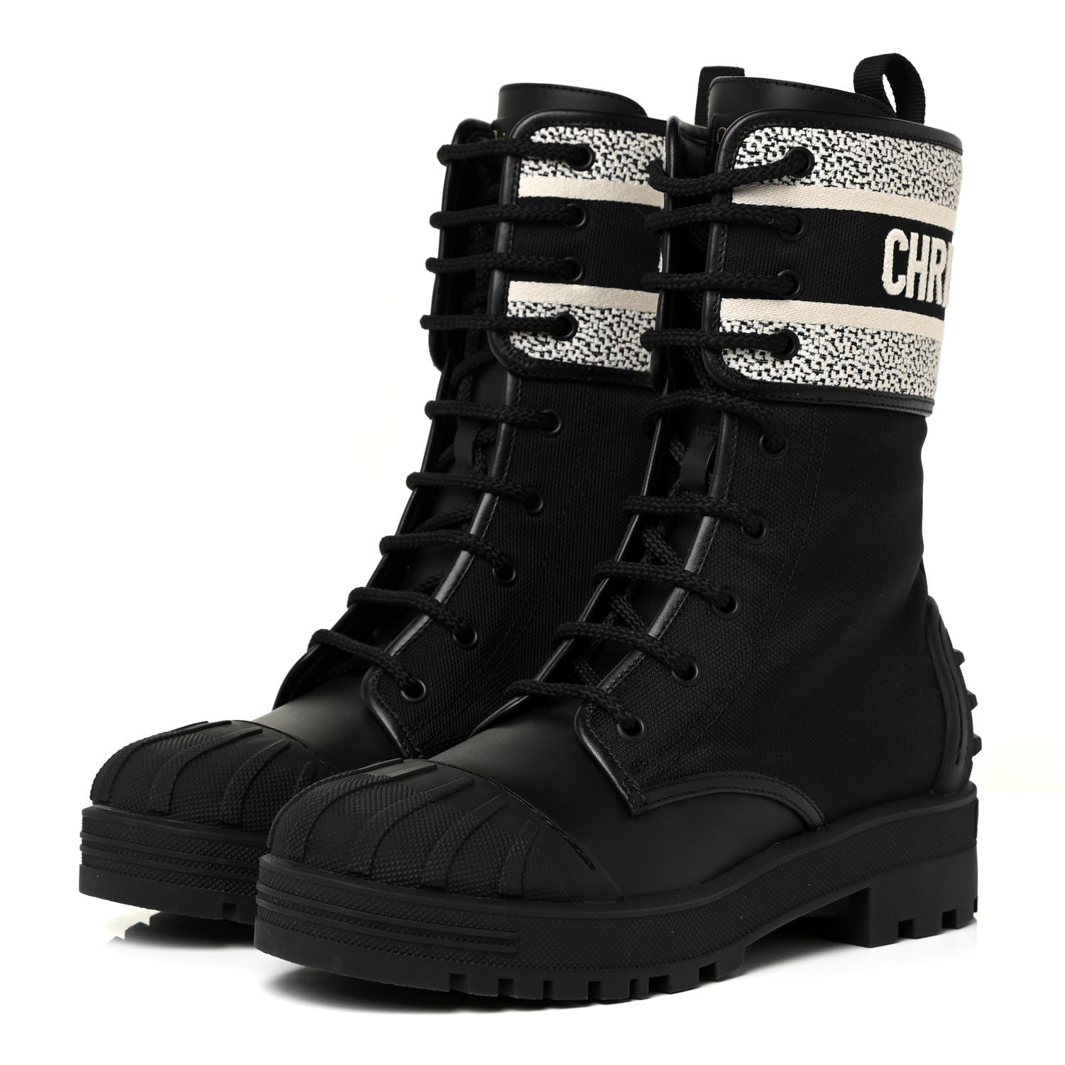 Christian Dior Calfskin Technical Fabric D-Major Ankle Boots 37 Black White 3 of 12