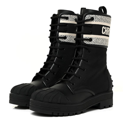 Christian Dior Calfskin Technical Fabric D-Major Ankle Boots 37 Black White 3 of 12