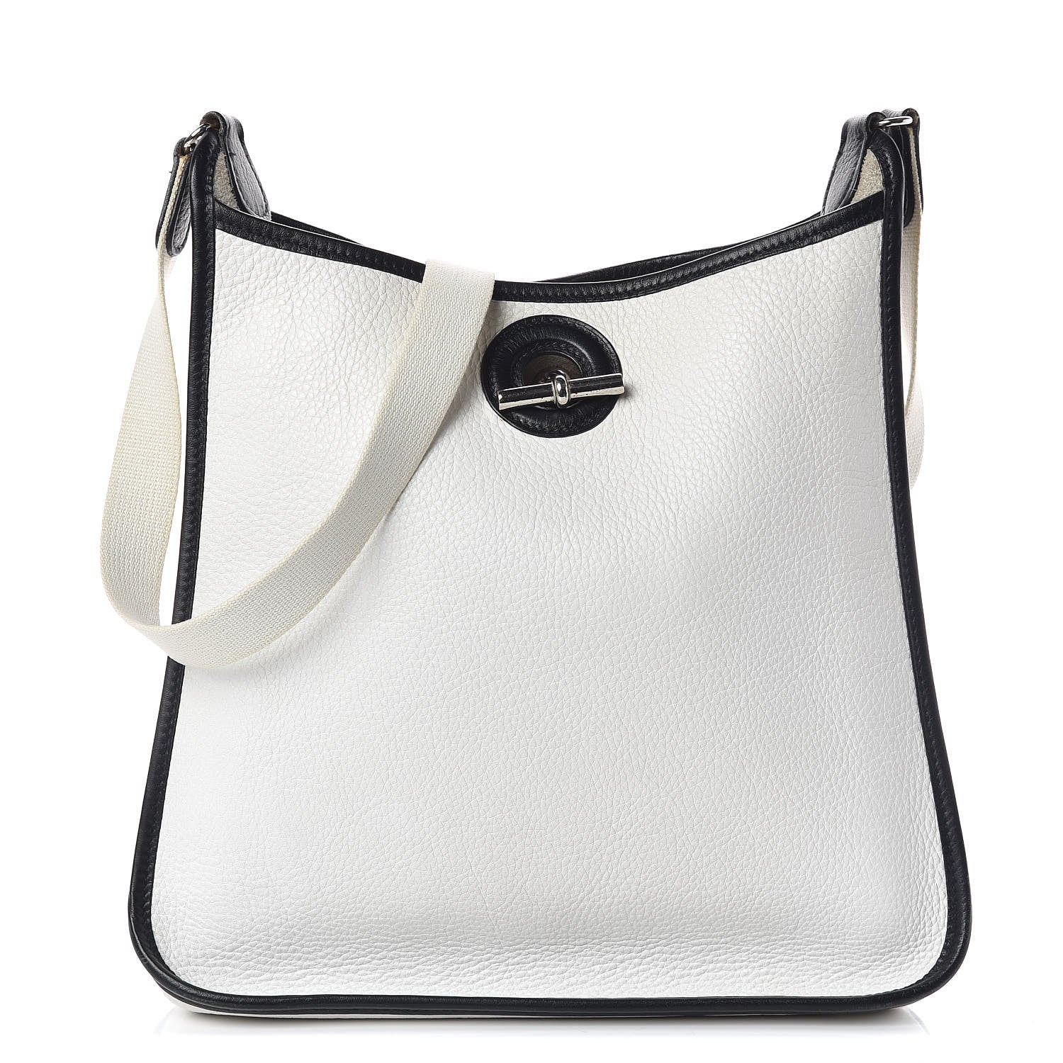 Hermes Taurillon Clemence Vespa PM White Black 1 of 16
