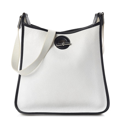 Hermes Taurillon Clemence Vespa PM White Black 1 of 16