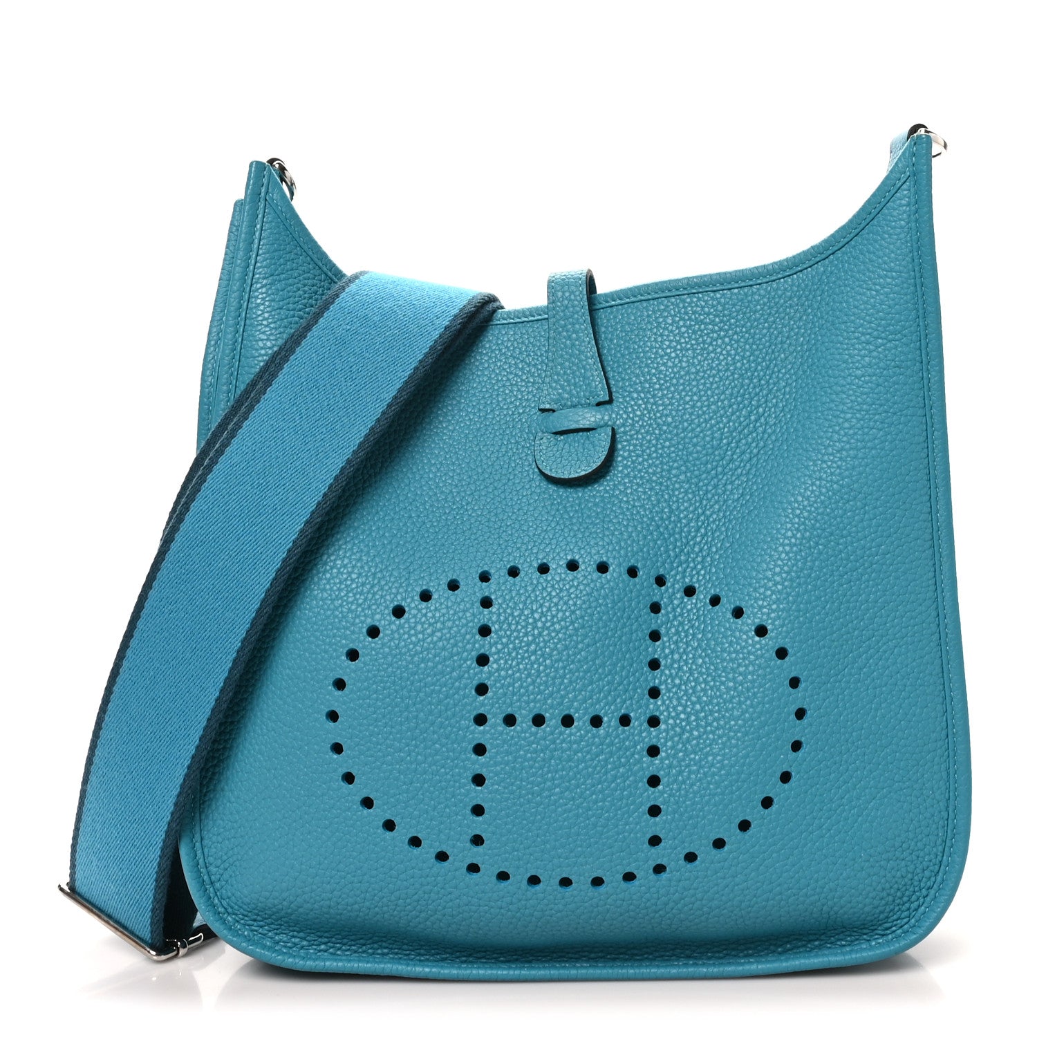 Hermes Taurillon Clemence Evelyne III PM Turquoise Colvert 1 of 9