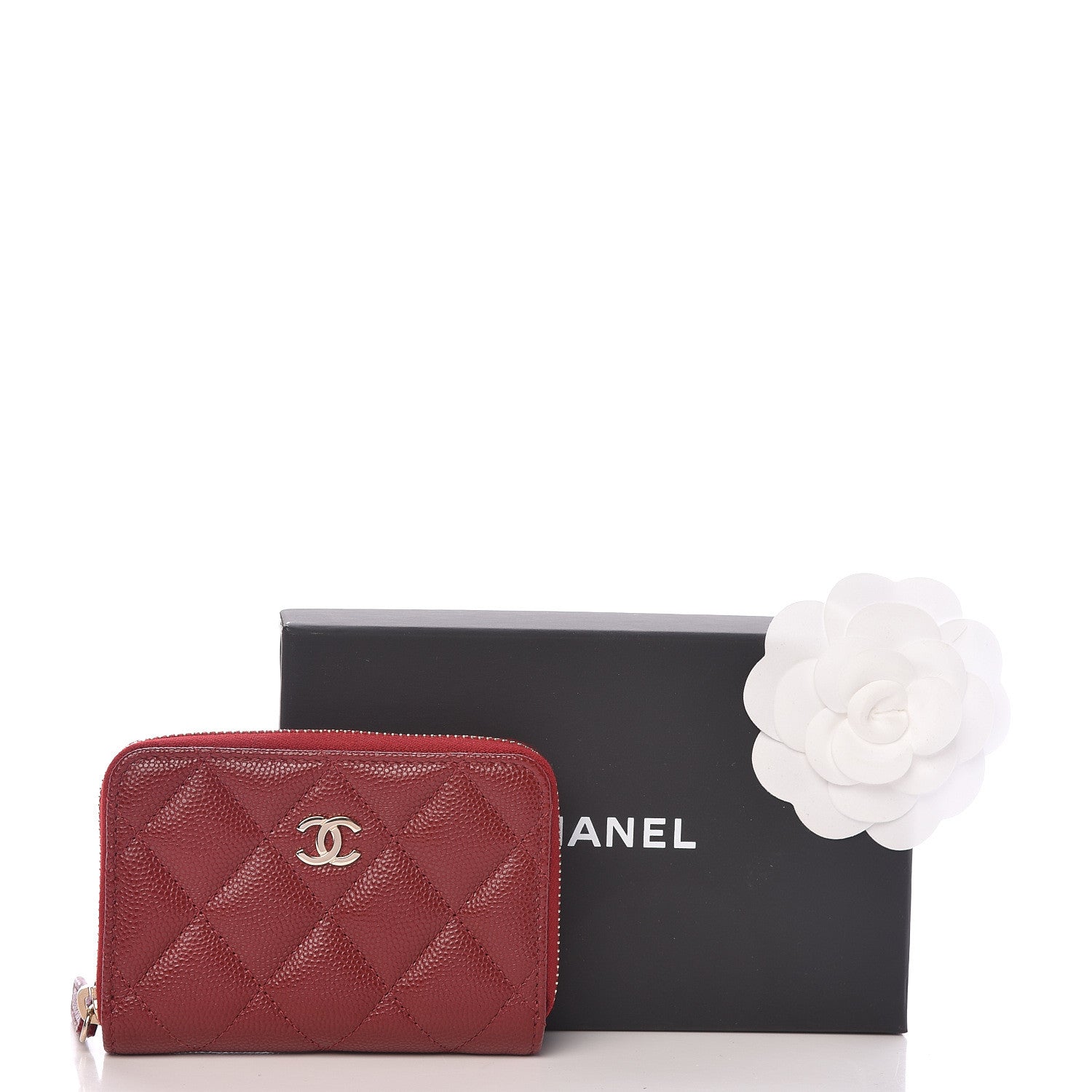 Chanel Caviar Quilted Zip Coin Purse Red 8 of 8