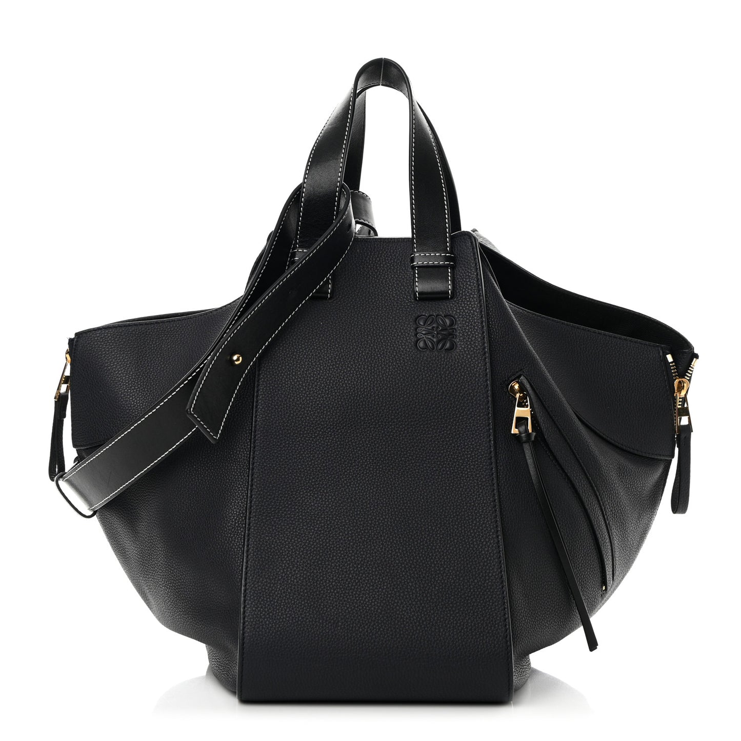 Calfskin Medium Hammock Shoulder Bag Midnight Blue Black