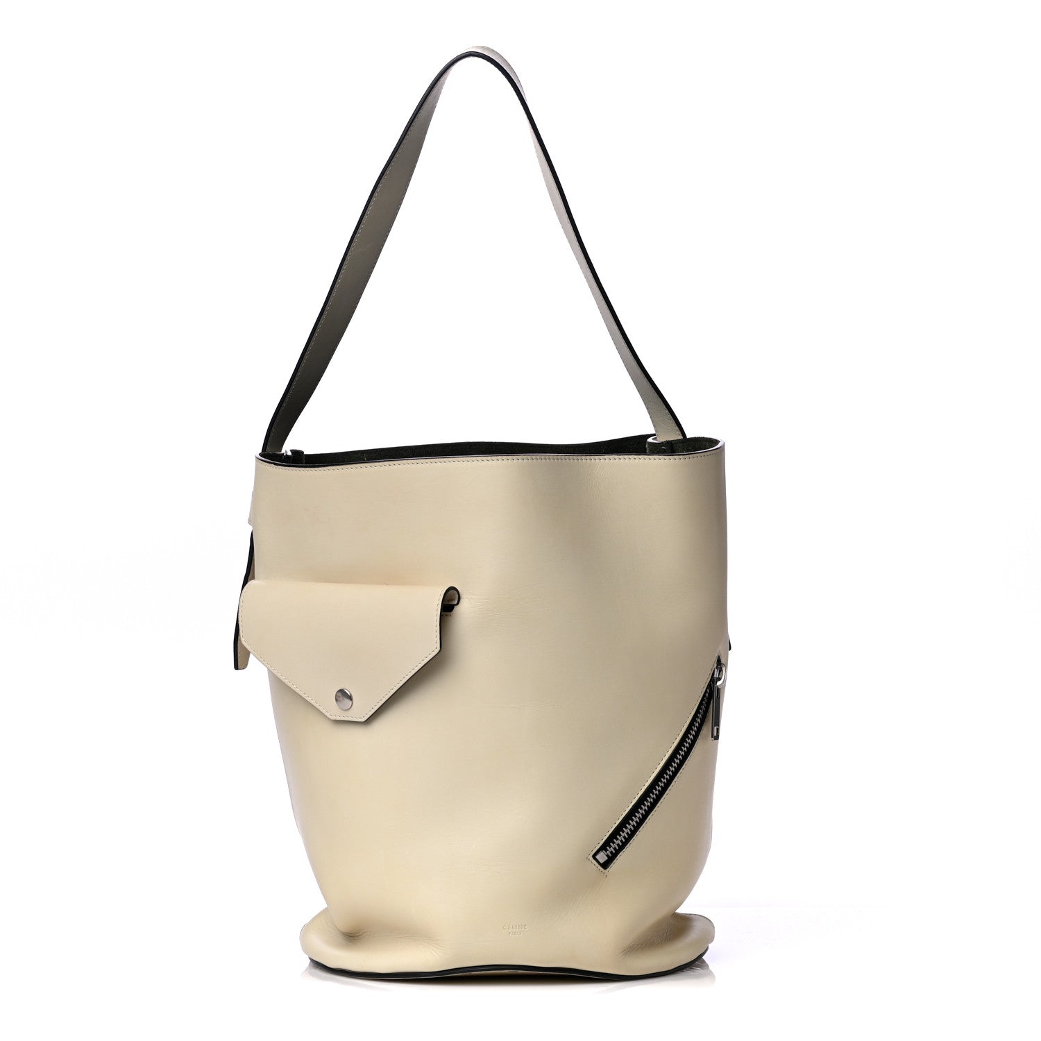 Celine Natural Calfskin Biker Bucket Shoulder Bag White 1 of 12