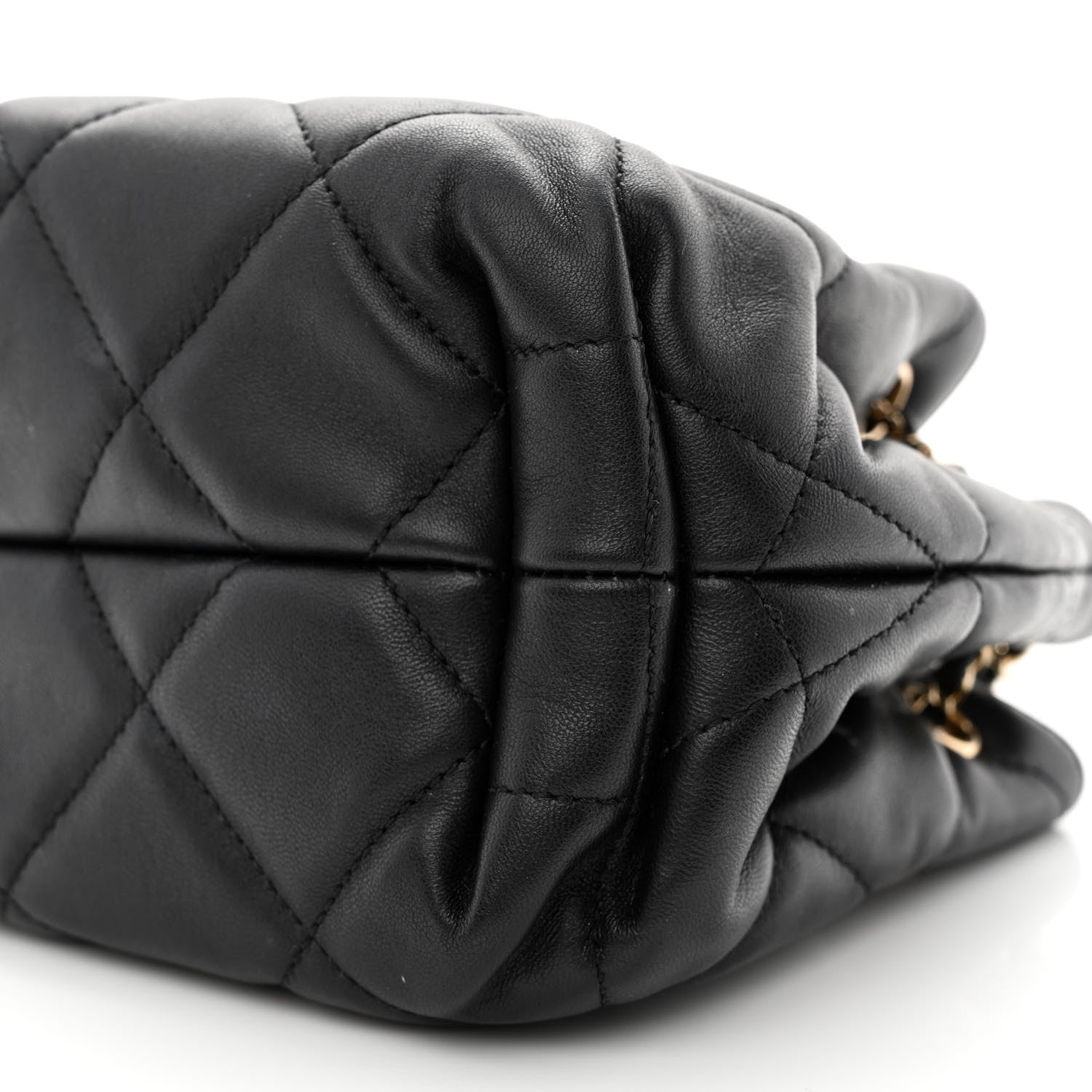 Chanel Lambskin Quilted CC Dweller Drawstring Bucket Bag Black 10 of 11