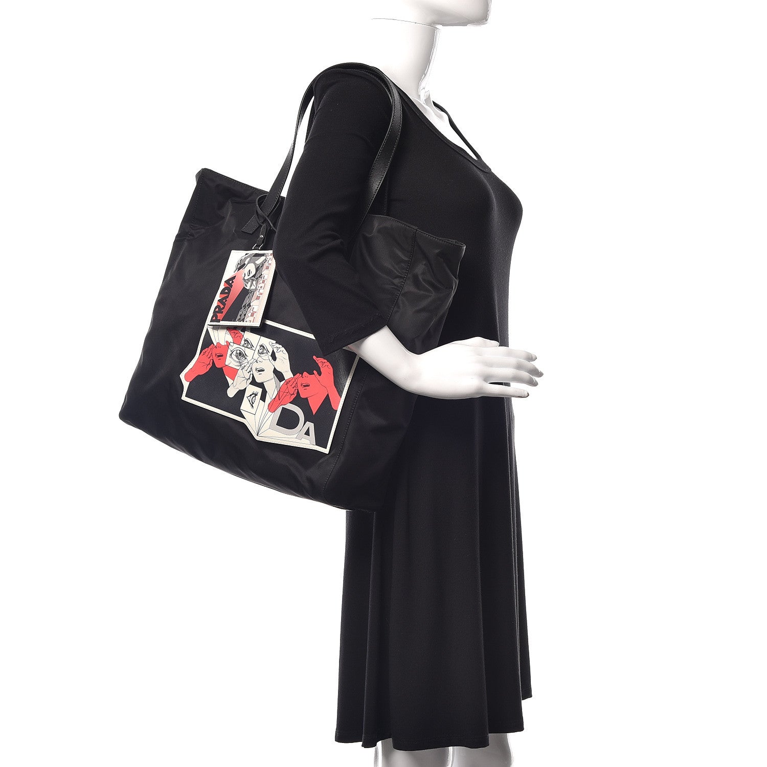 Prada X JAMES JEAN Tessuto Nylon Patch Shopping Tote Black 2 of 11