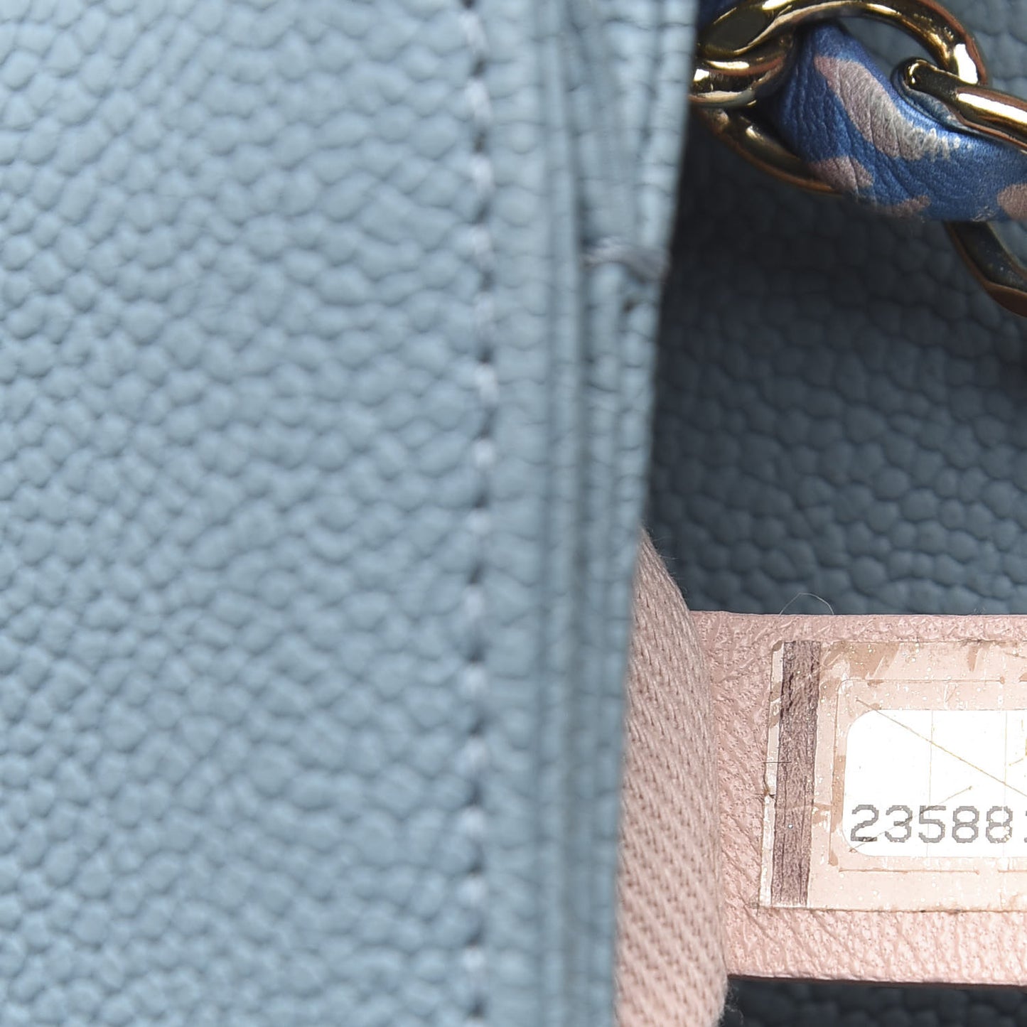Caviar Quilted Thread Around Single Flap Blue