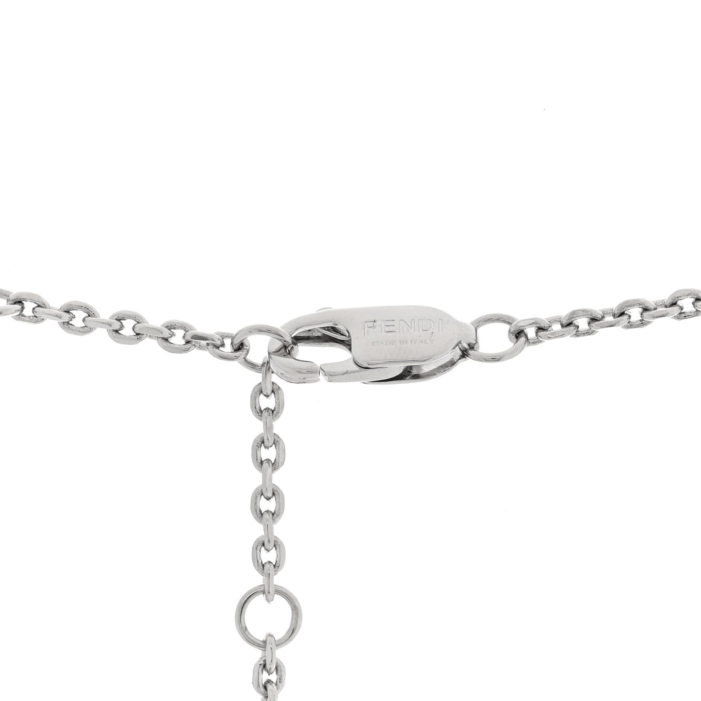 Metal Logo Charm Necklace Silver
