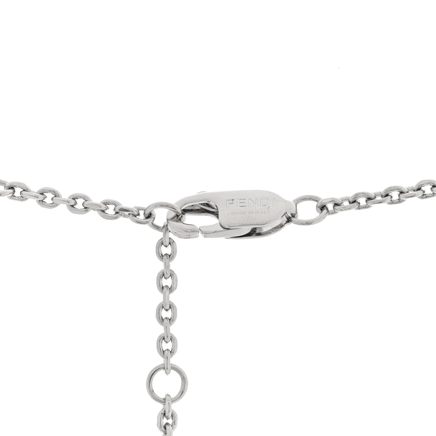 Fendi Metal Logo Charm Necklace Silver 4 of 4