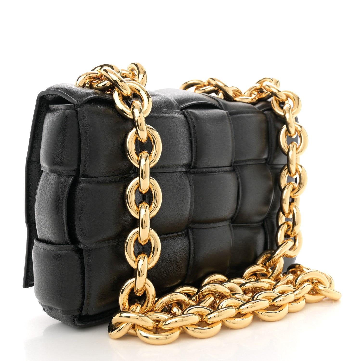 Bottega Veneta Lambskin Maxi Intreccio Padded Chain Cassette Crossbody Bag Black 3 of 10