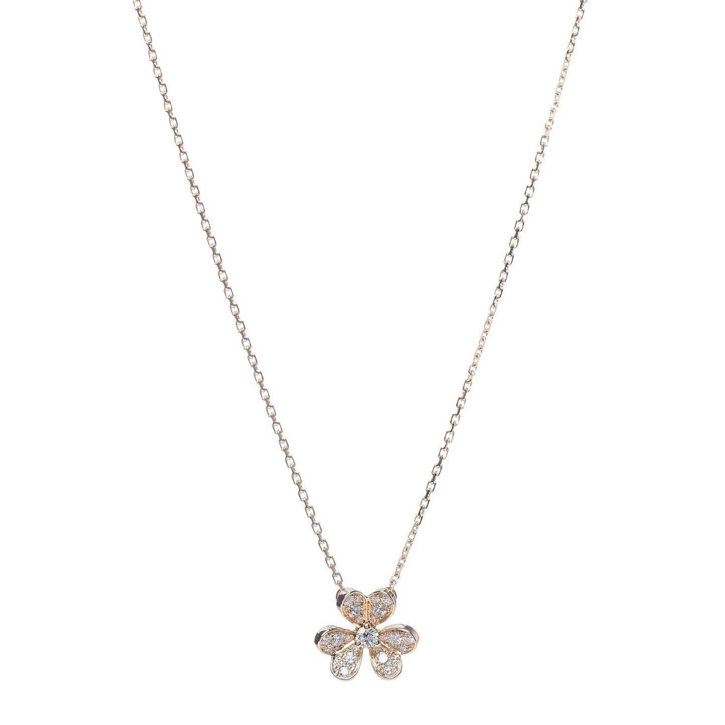 18K Yellow Gold Diamond Mini Frivole Pendant Pave Necklace