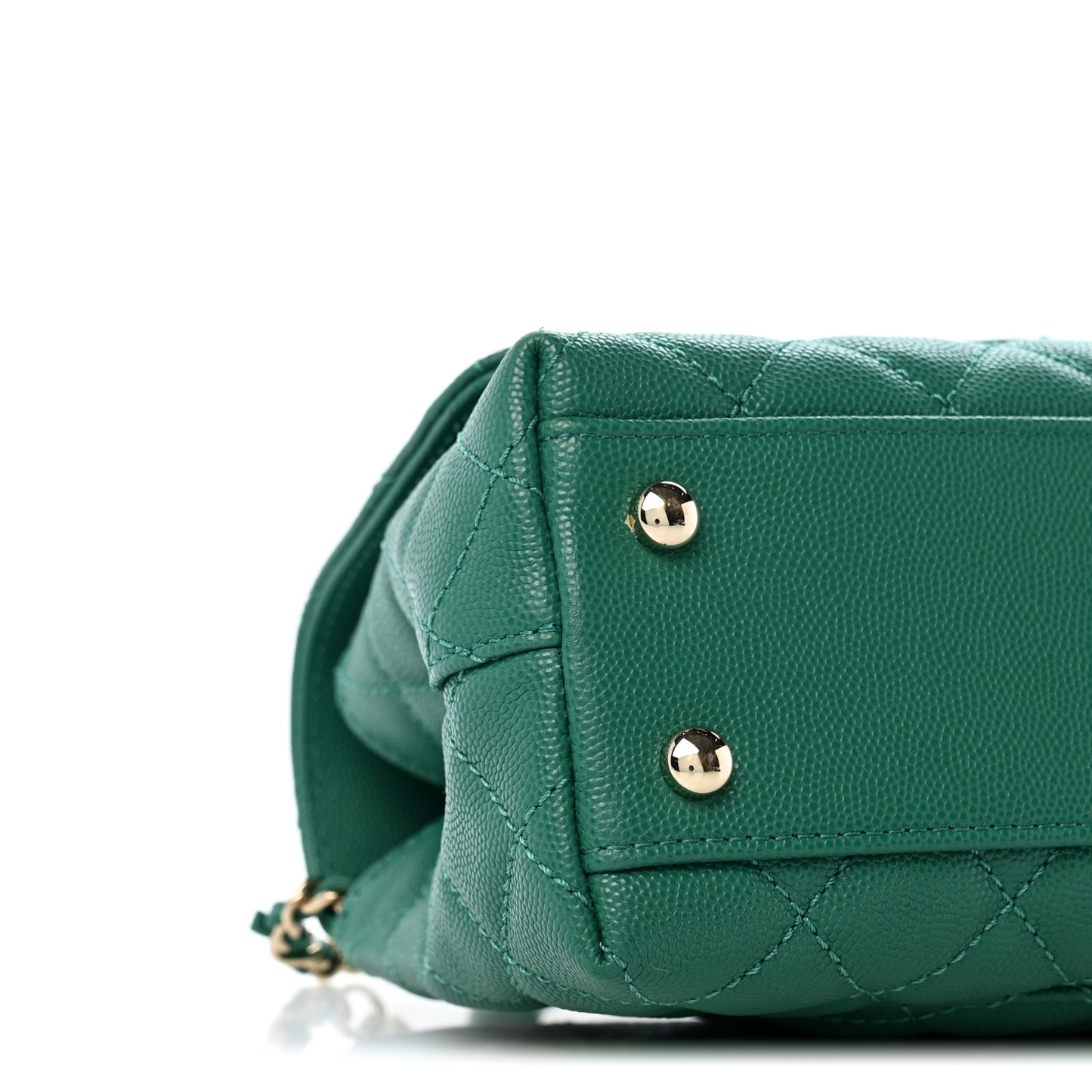 Caviar Quilted Mini Coco Handle Flap Green
