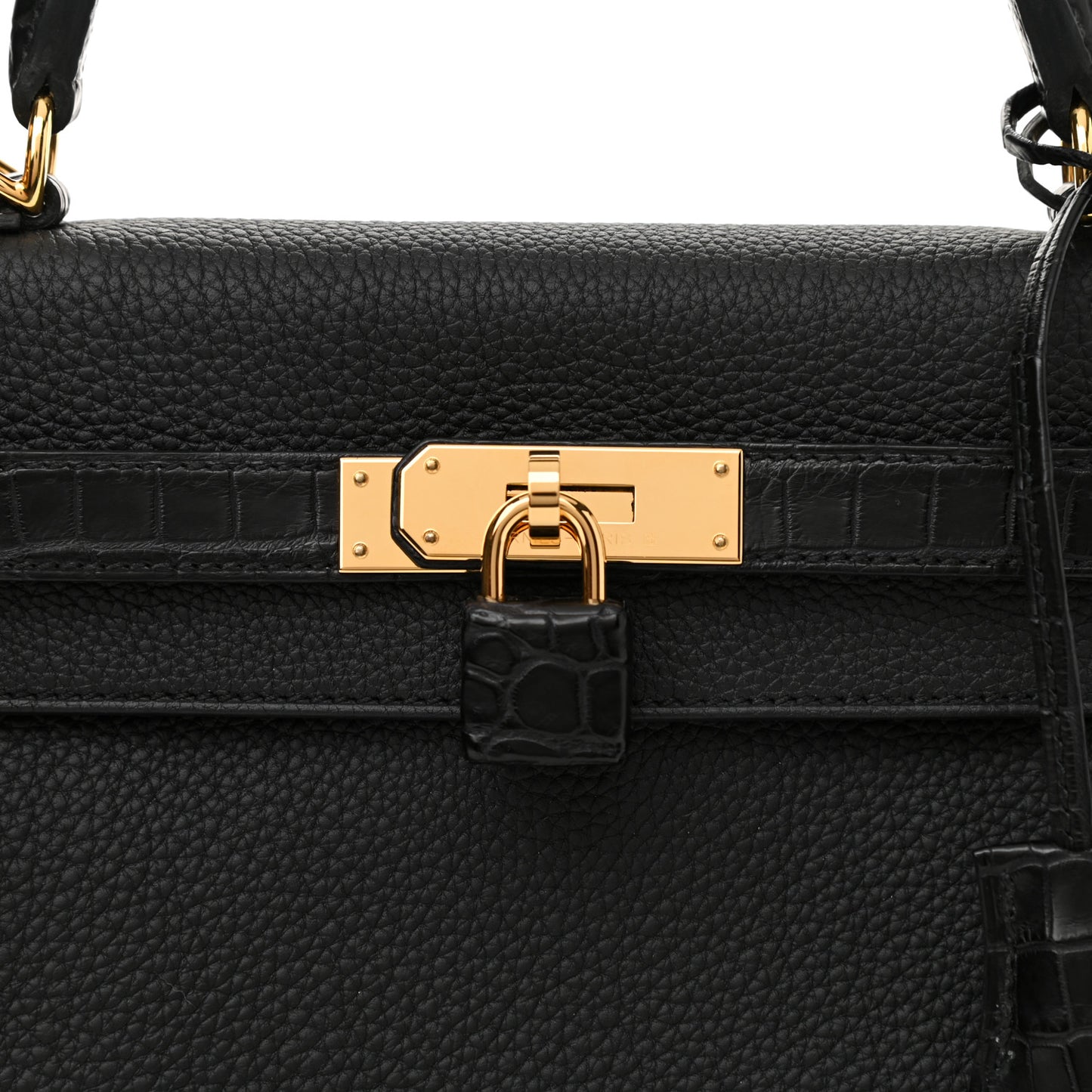 Togo Matte Porosus Crocodile Kelly Retourne Touch 28 Black