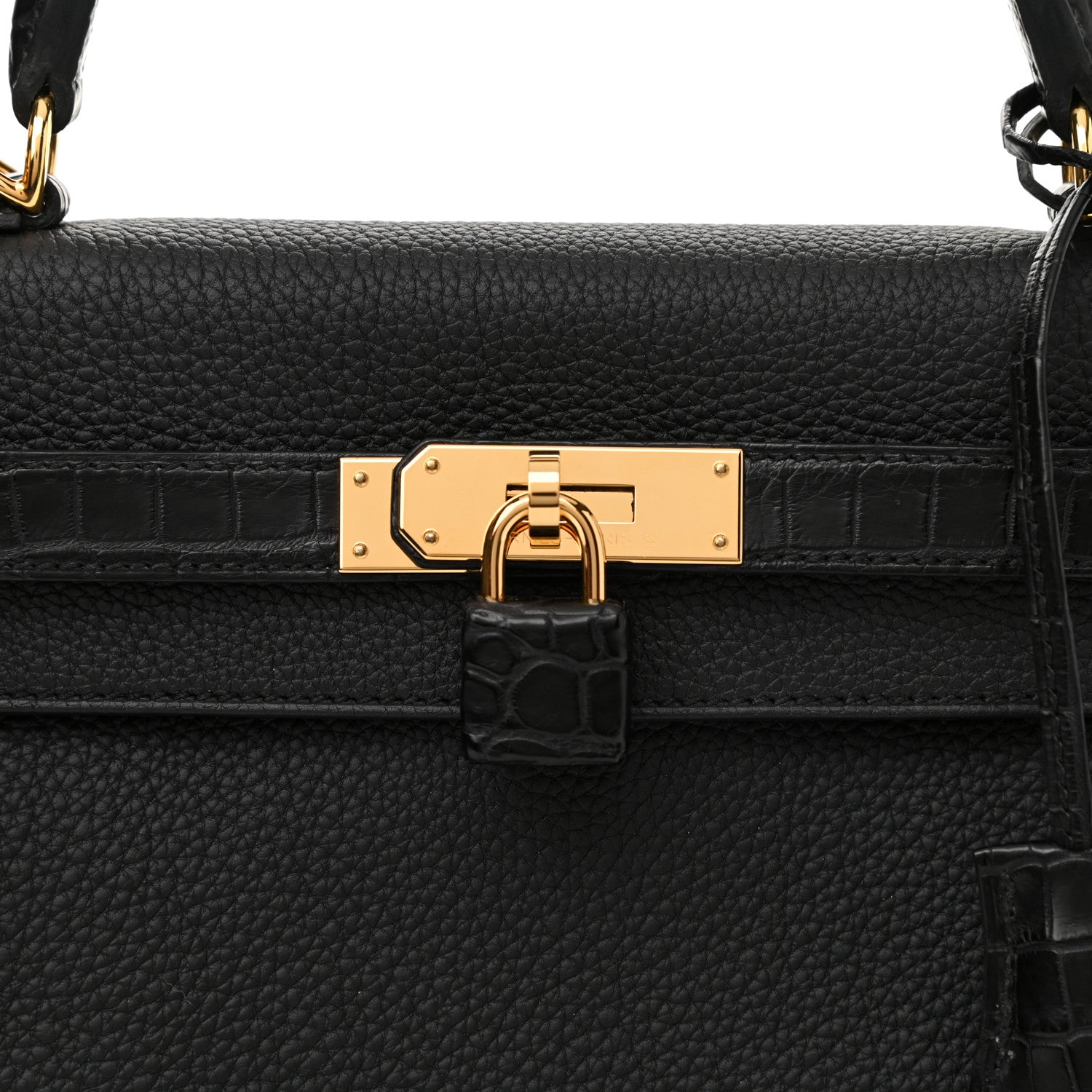 Hermes Togo Matte Porosus Crocodile Kelly Retourne Touch 28 Black 8 of 11