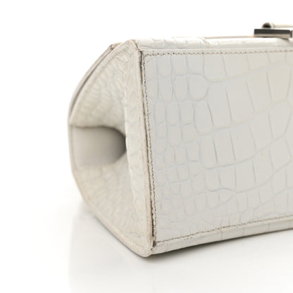 Balenciaga Calfskin Crocodile Embossed Small Hourglass Top Handle Bag White 8 of 28