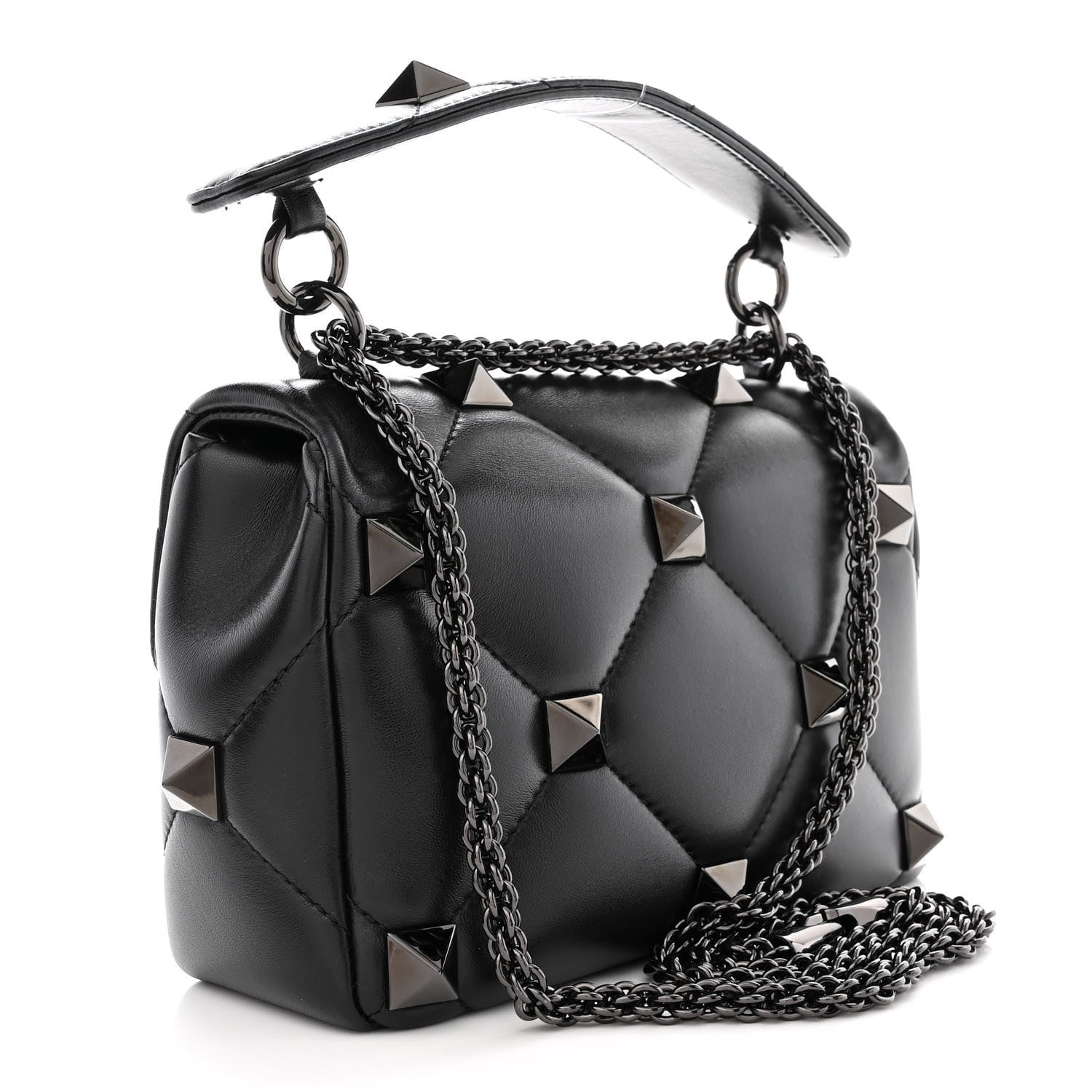 Valentino Garavani Nappa Monochrome Medium Roman Stud Shoulder Bag Black 3 of 11