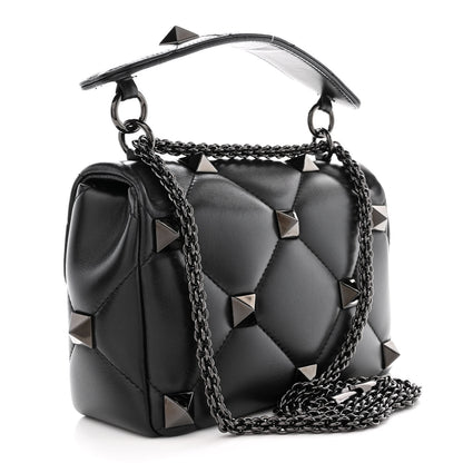 Valentino Garavani Nappa Monochrome Medium Roman Stud Shoulder Bag Black 3 of 11