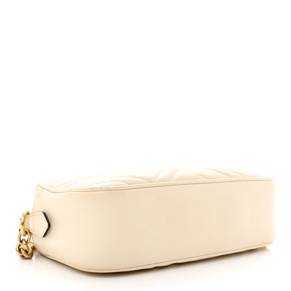 Gucci Calfskin Matelasse Small GG Marmont Chain Shoulder Bag White 4 of 13