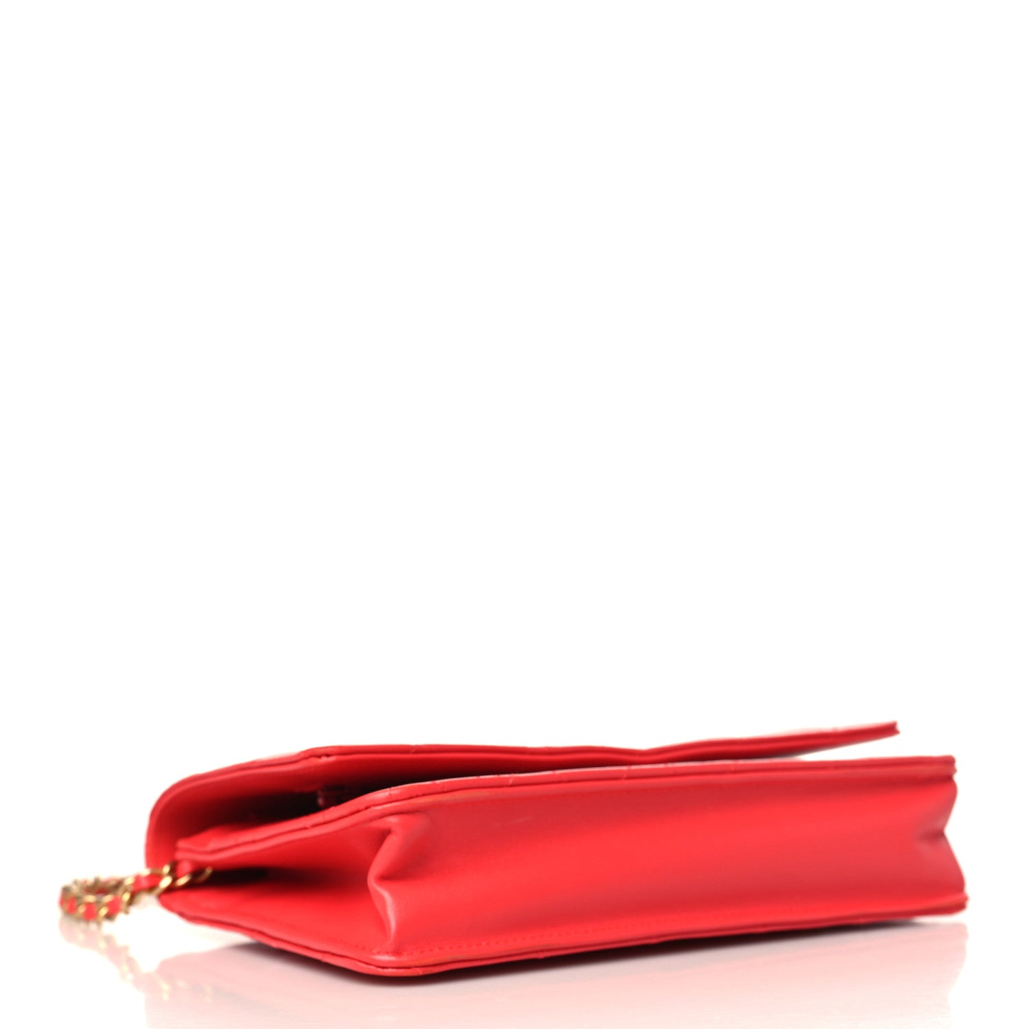 Chanel Lambskin Quilted Wallet On Chain WOC Light Red 4 of 10