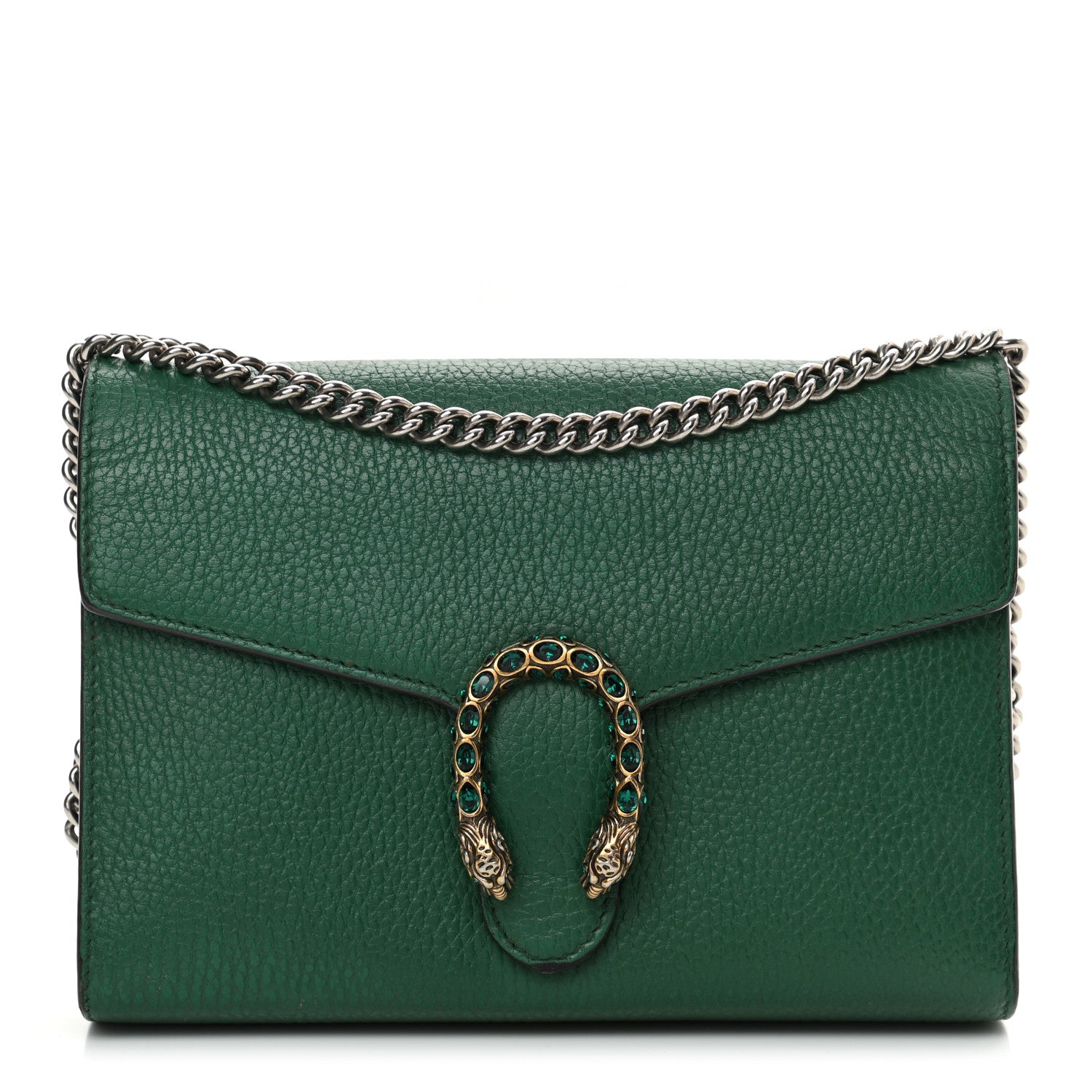 Gucci Calfskin Mini Dionysus Chain Wallet Emerald 1 of 16
