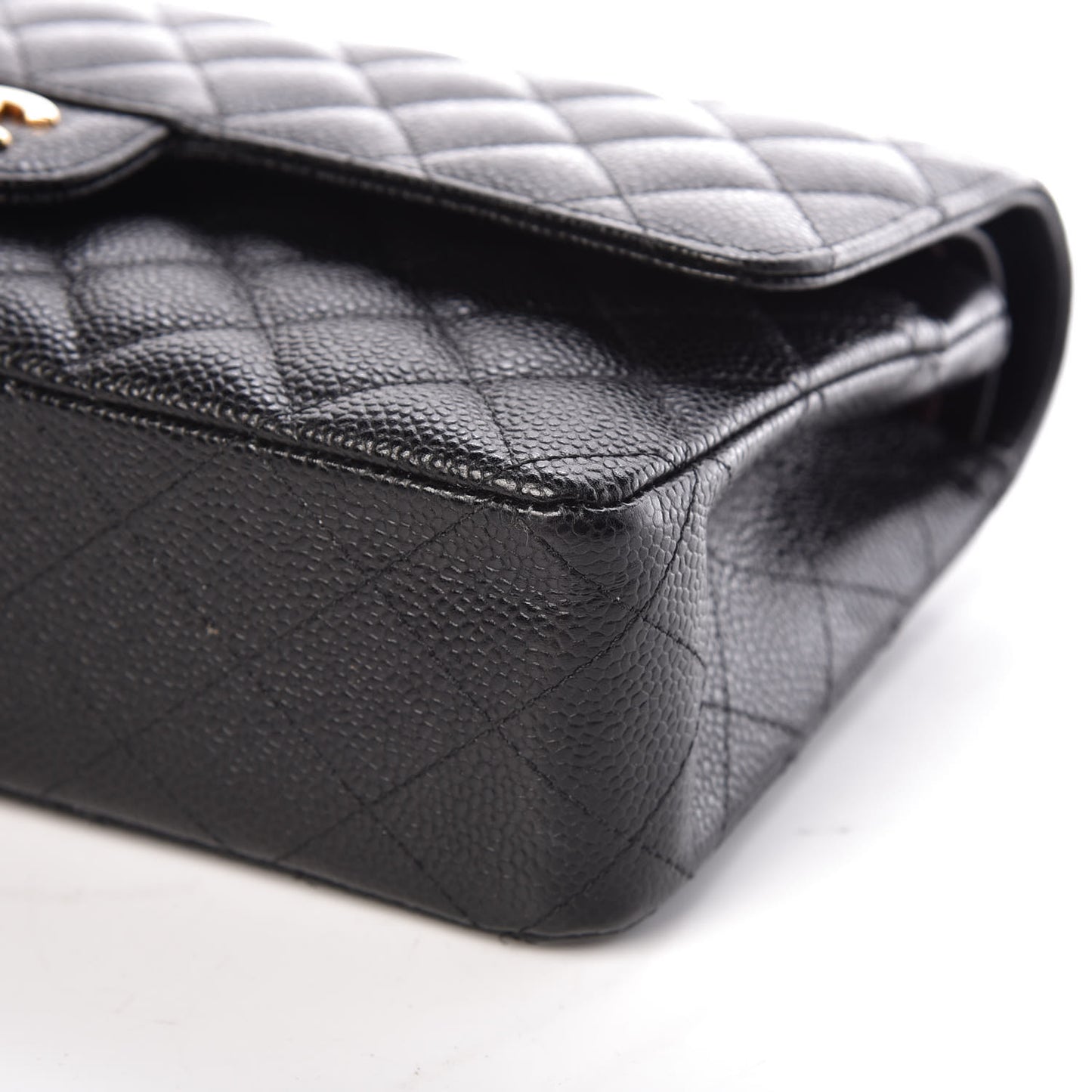Caviar Quilted Medium Double Flap Black
