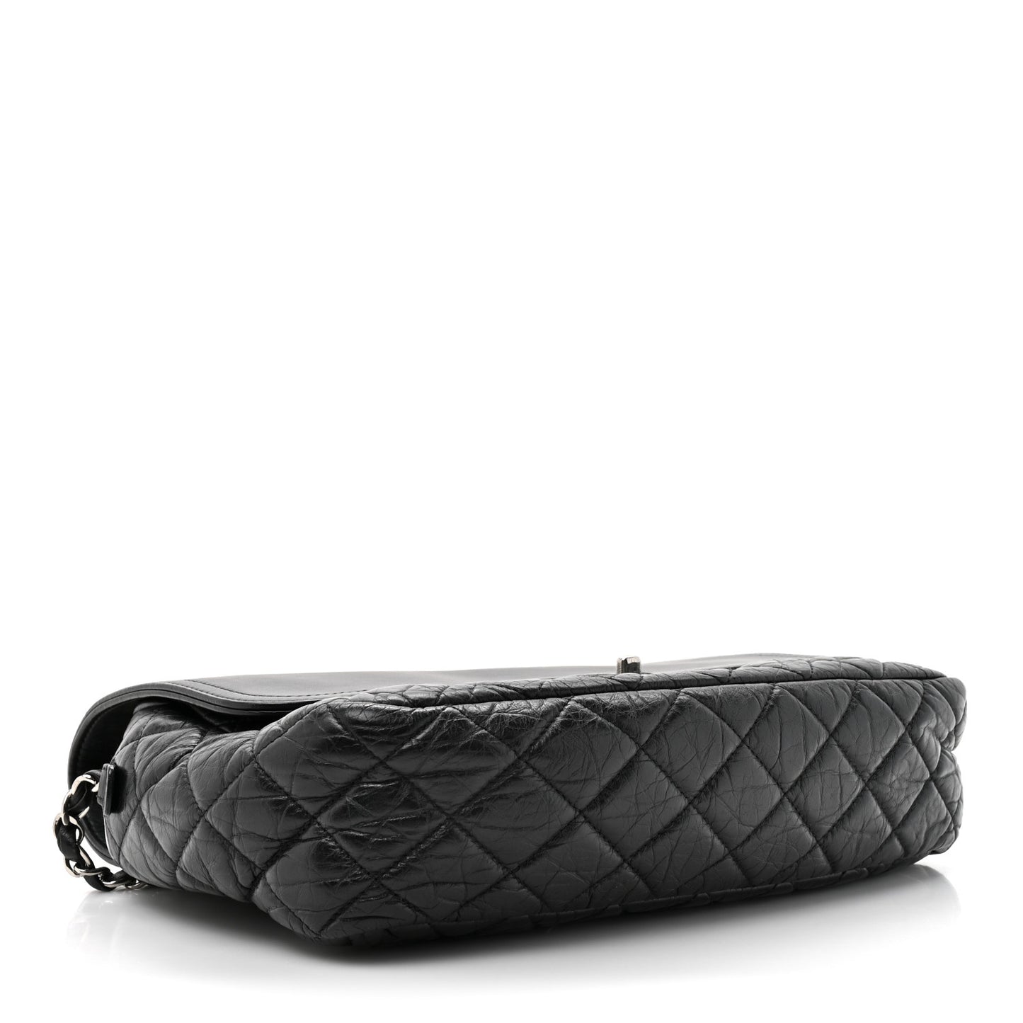Aged Calfskin Quilted Easy Zip Flap Bag Black