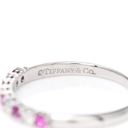 Tiffany Platinum Diamond Pink Sapphire 2.2mm Embrace Half Circle Ring 54 7 5 of 6