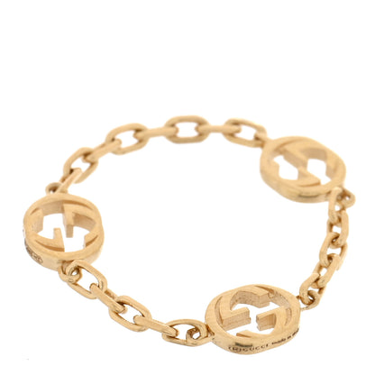 Gucci 18K Yellow Gold Interlocking G Chain Ring 56 7.5 1 of 5
