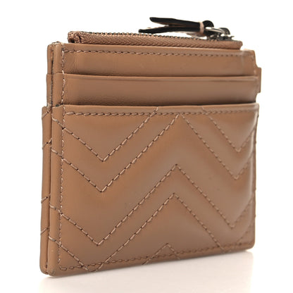 Gucci Calfskin Matelasse Monochrome GG Marmont Key Case Card Holder Camelia 3 of 7