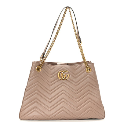 Gucci Calfskin Matelasse Medium GG Marmont Shoulder Tote Bag Porcelain Rose 1 of 8