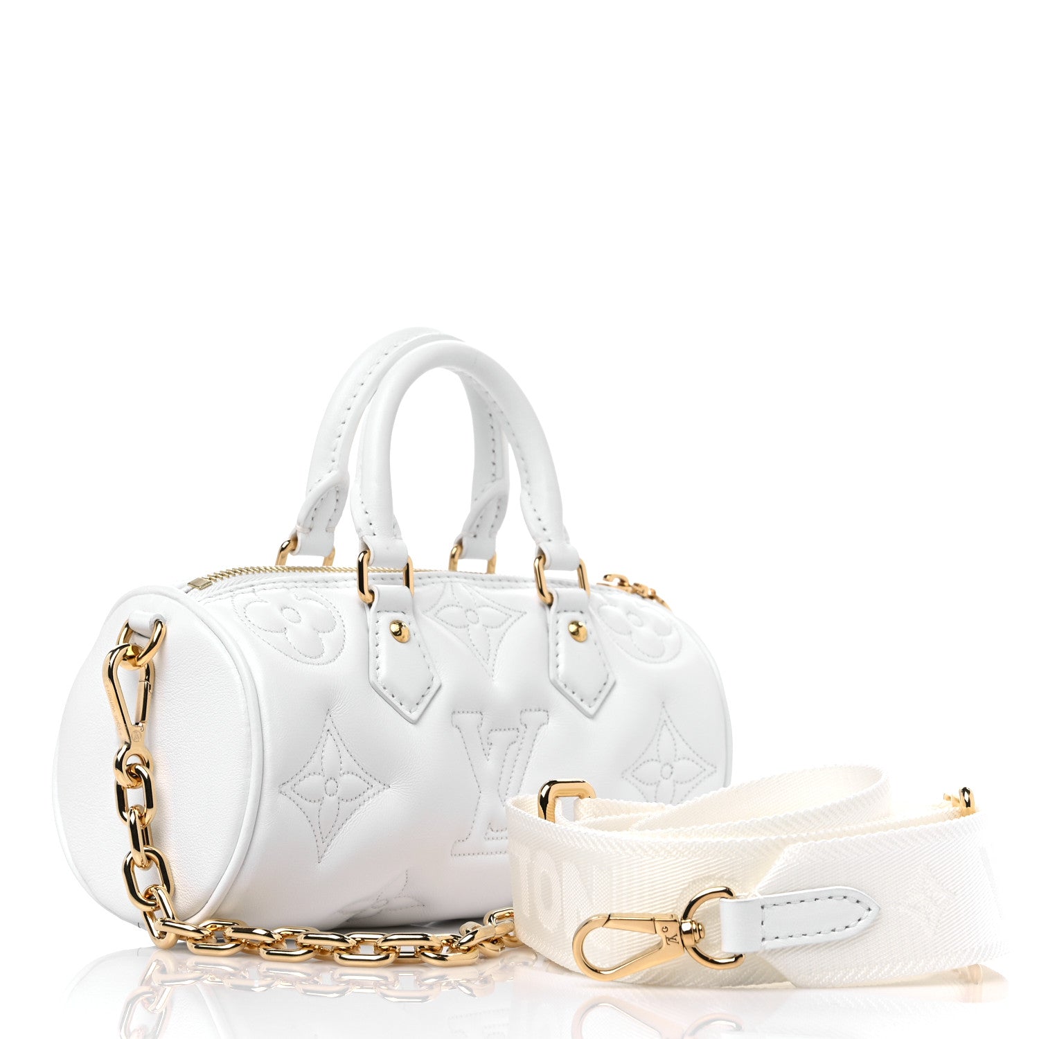 Louis Vuitton Calfskin Bubblegram Papillon BB Snow White 3 of 8