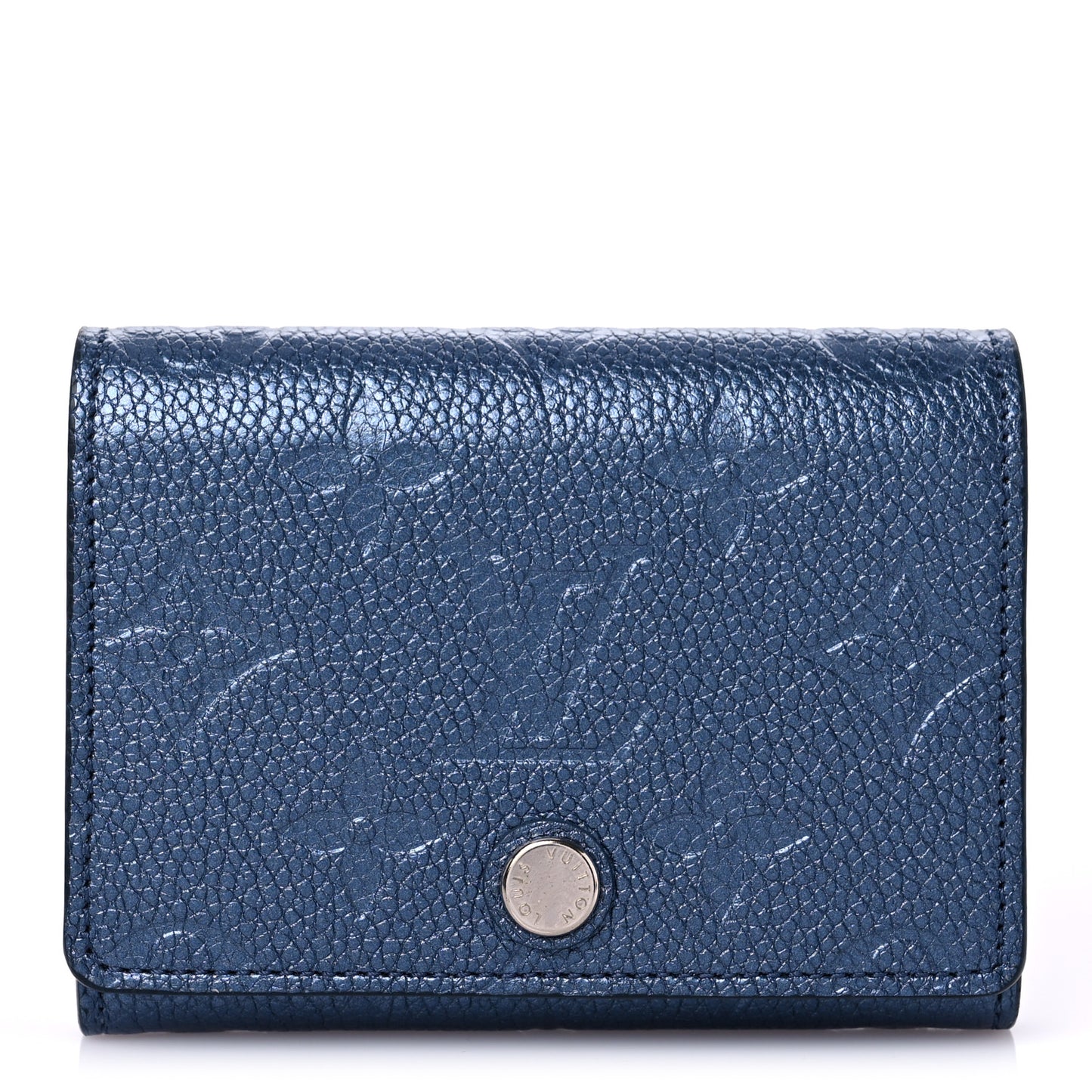 Metallic Monogram Business Card Holder Navy Nacre