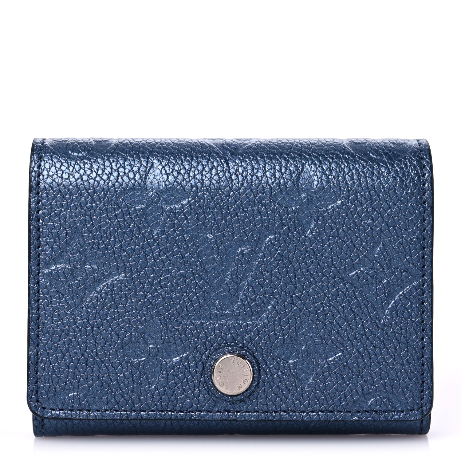 Louis Vuitton Metallic Monogram Business Card Holder Navy Nacre 1 of 8