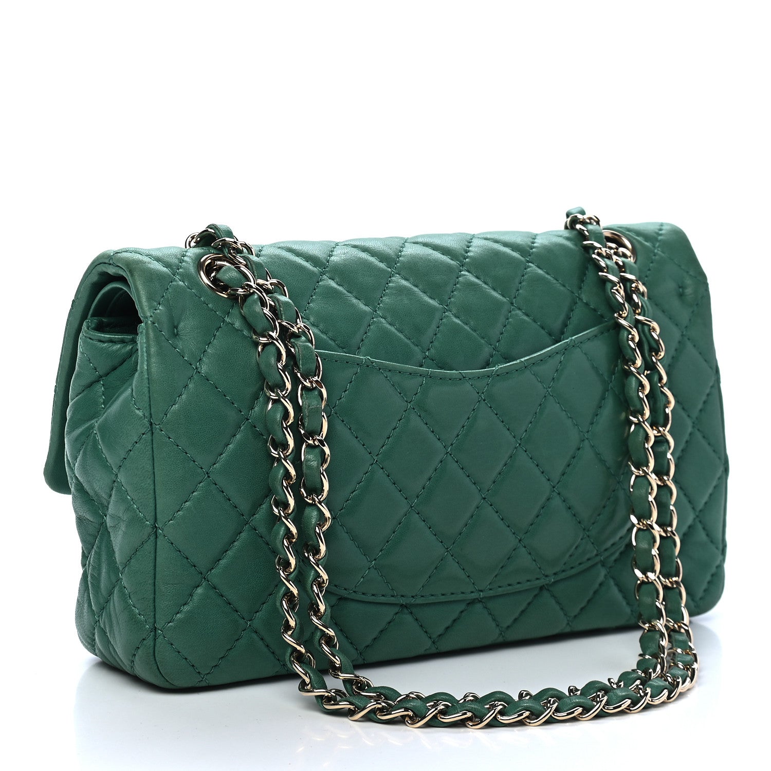 Chanel Lambskin Quilted Medium Double Flap Green 2 of 8