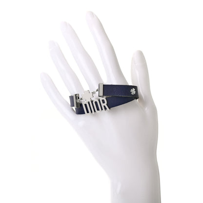 Christian Dior Calfskin Dior Clover Double Bracelet Navy 2 of 5