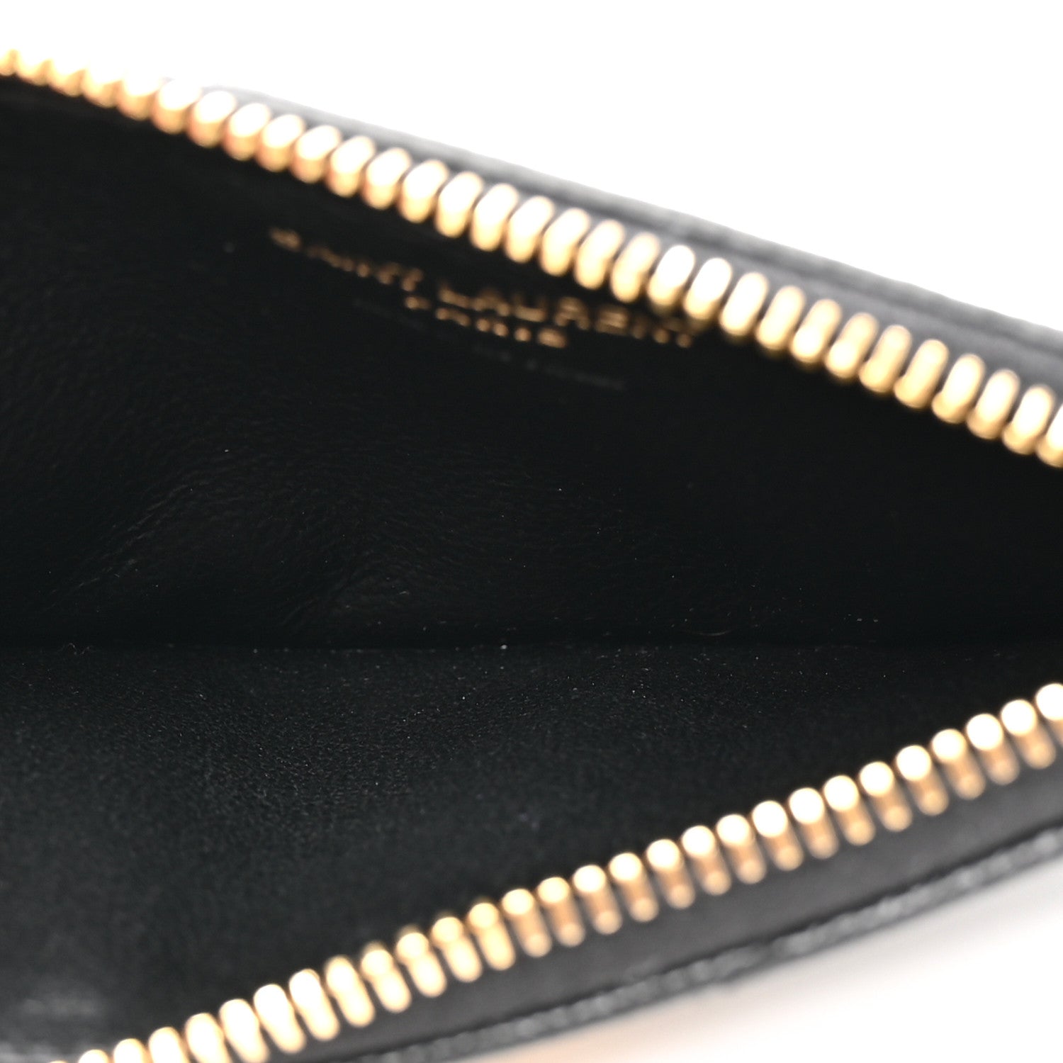 Saint Laurent Grain De Poudre Matelasse Chevron Monogram Fragments Zippered Card Case Black 5 of 8